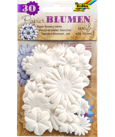 Květiny z papíru - 30 kusů - bílé