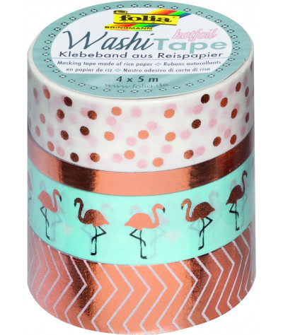 Washi Tape - dekorační lepící páska - 4 ks - RŮŽOVÁ ZLATÁ