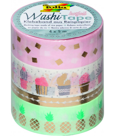 Washi Tape - dekorační lepící páska - 4 ks - ZLATÁ