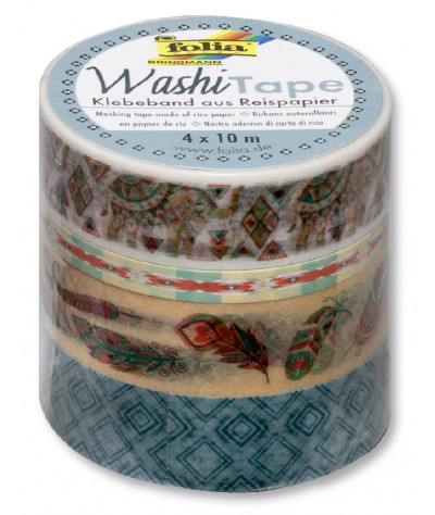 Washi Tape - dekorační lepící páska - 4 ks - INDICKÉ MOTIVY