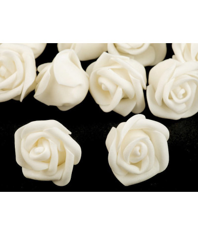 Dekorační pěnová růže Ø3-4 cm krémová nejsvět. 10ks