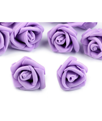 Dekorační pěnová růže Ø3-4 cm fialová lila 10ks