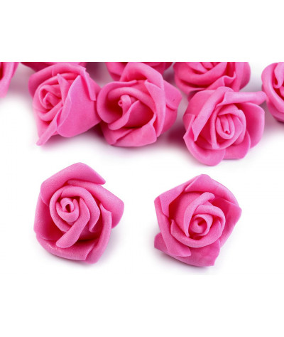 Dekorační pěnová růže Ø3-4 cm růžová 10ks