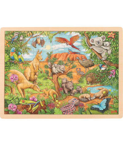 GOKI Dřevěné puzzle Australská zvířata 96 dílků
