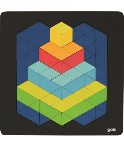 GOKI Dřevěné puzzle Pyramida 3D efekt 82 dílků