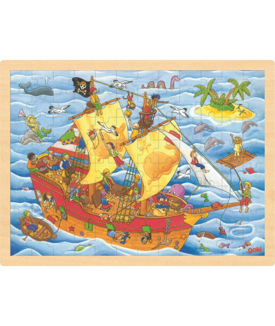 GOKI Dřevěné puzzle Piráti 96 dílků