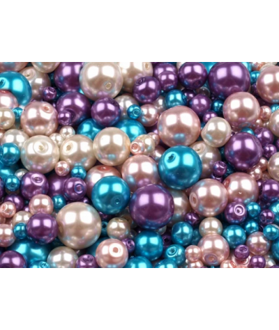 Skleněné voskové perly mix velikostí a barev Ø4-12 mm č.18