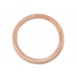 Dřevěný kruh / macrame, ucha na tašky přírodní sv. 1ks,  14,5 cm
