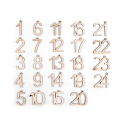 Dřevěná čísla k výrobě adventního kalendáře 1-24 přírodní 1sada