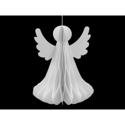 Papírový skládací anděl k zavěšení 24 cm bílá 1ks